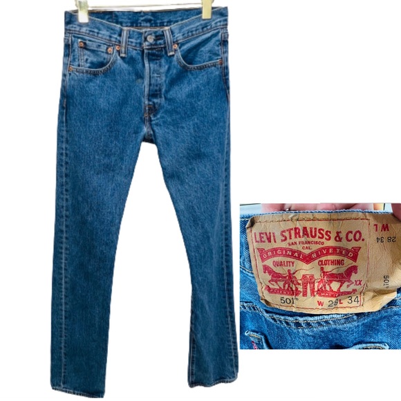 Levi's Other - LEVI’S 501 Button Fly Medium Wash Stonewash Straight Leg Jeans Denim 28X…